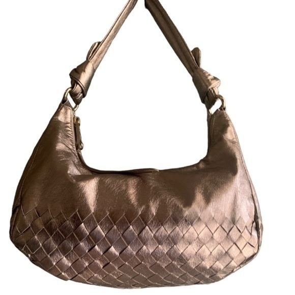 Elliot Lucca Short Strap Leather Mini Hobo Bag Pewter Ladies Short Strap Handbag - Picture 1 of 11